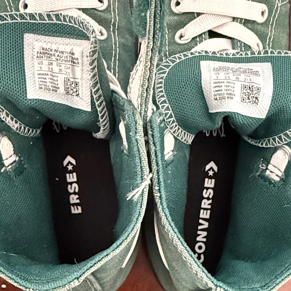 Converse High Top Sneakers — Green Canvas with White Accents